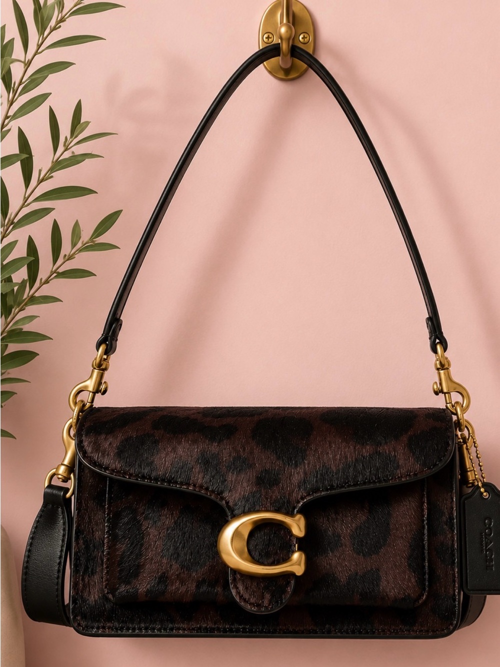 Coach Tabby 20 in Leopard print calf hair with brass hardware